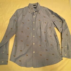 Dog lover J Crew Oxford Button-Down Shirt with Embroidered dog
